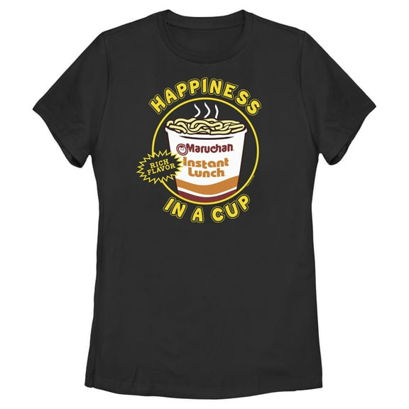 Women's Maruchan Happiness in a Cup  Graphic Tee Black Small