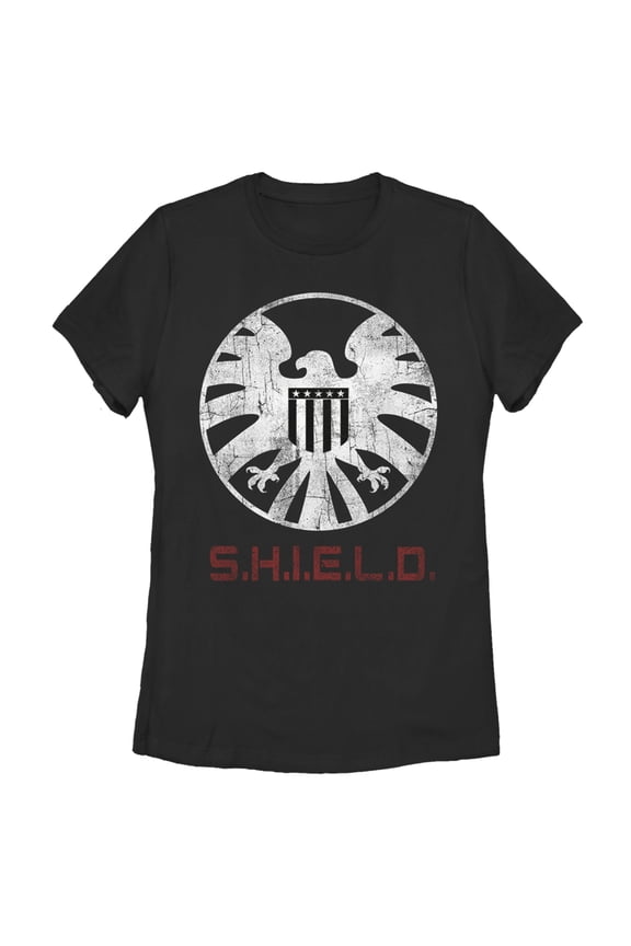 Women's Marvel Agents of SHIELD Distressed Logo  Graphic Tee Black Medium