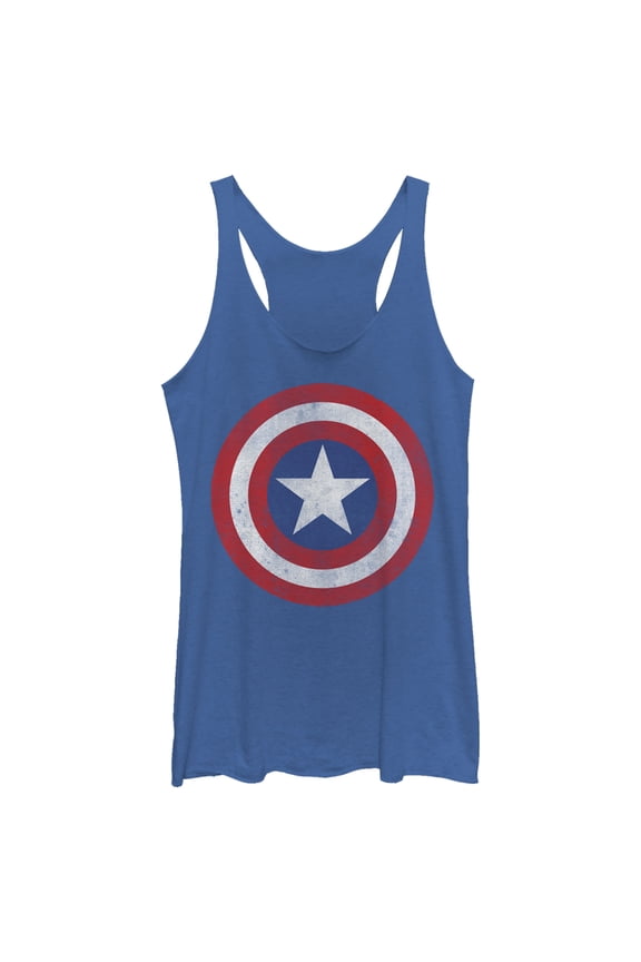 Women's Marvel America Classic Shield Racerback Tank Top Royal Blue Heather Large