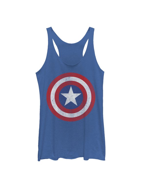 Women's Marvel America Classic Shield Racerback Tank Top Royal Blue Heather X Small