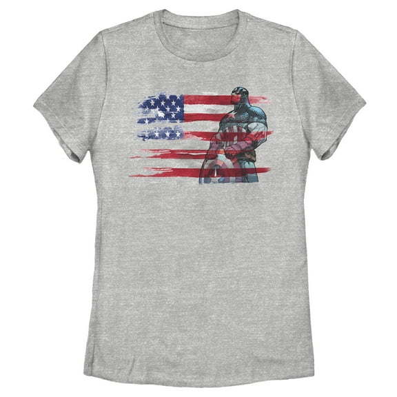 Women's Marvel America Stand to Honor Red White Blue  Graphic Tee Athletic Heather Large