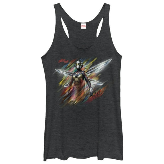 Women's Marvel Ant-Man and the Wasp Hope Rainbow  Racerback Tank Top Black Heather Large