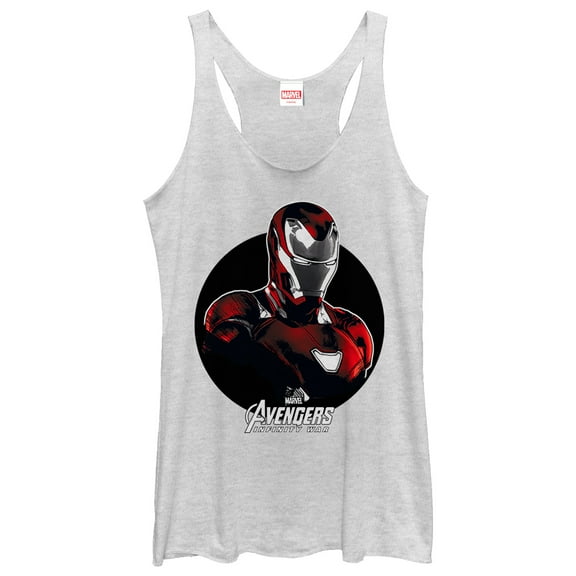 Women's Marvel Avengers: Avengers: Infinity War Iron Man Circle  Racerback Tank Top White Heather Small