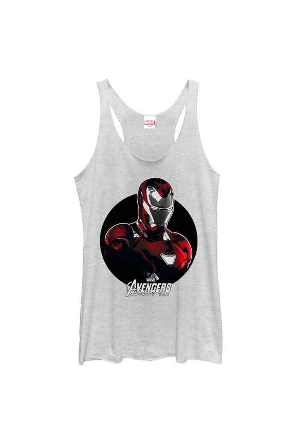Women's Marvel Avengers: Avengers: Infinity War Iron Man Circle Racerback Tank Top White Heather Medium