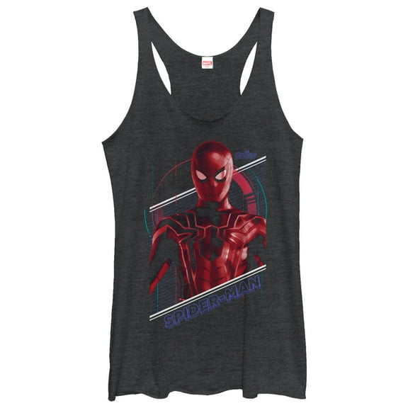 Women's Marvel Avengers: Avengers: Infinity War Spider-Man Tech  Racerback Tank Top Black Heather 2X Large
