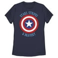 thumbnail image 1 of Women's Marvel Avengers Captain America Stars Stripes & Bravery  Graphic Tee Navy Blue Small, 1 of 5