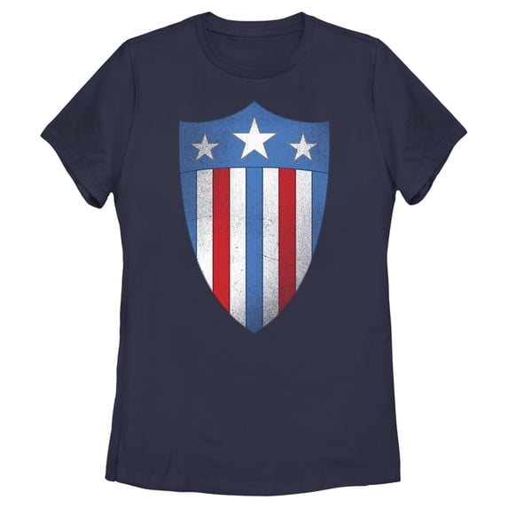 Women's Marvel Avengers Captain America USO Shield Graphic Tee Navy Blue Large
