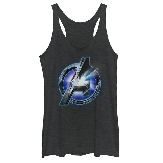Women's Marvel Avengers: Endgame Arc Reactor Logo Racerback Tank Top Black Heather 2X Large