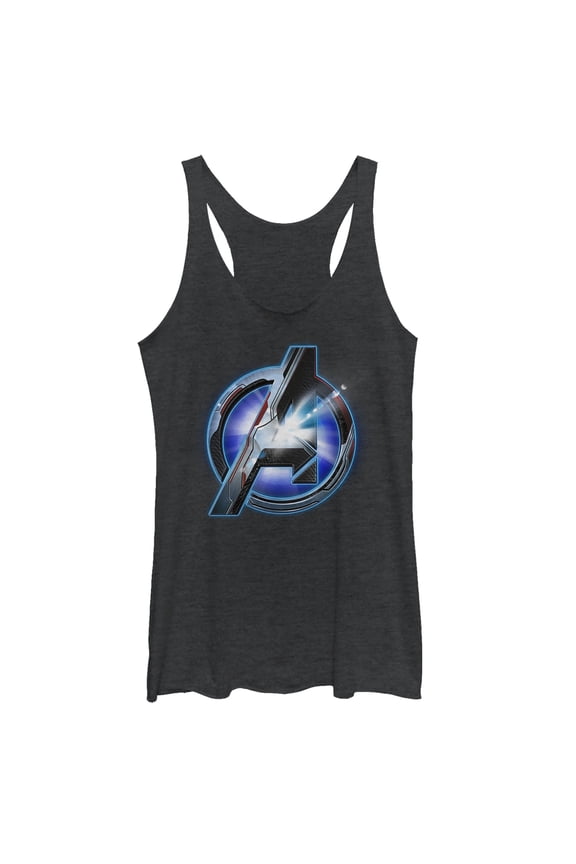 Women's Marvel Avengers: Endgame Arc Reactor Logo Racerback Tank Top Black Heather Medium