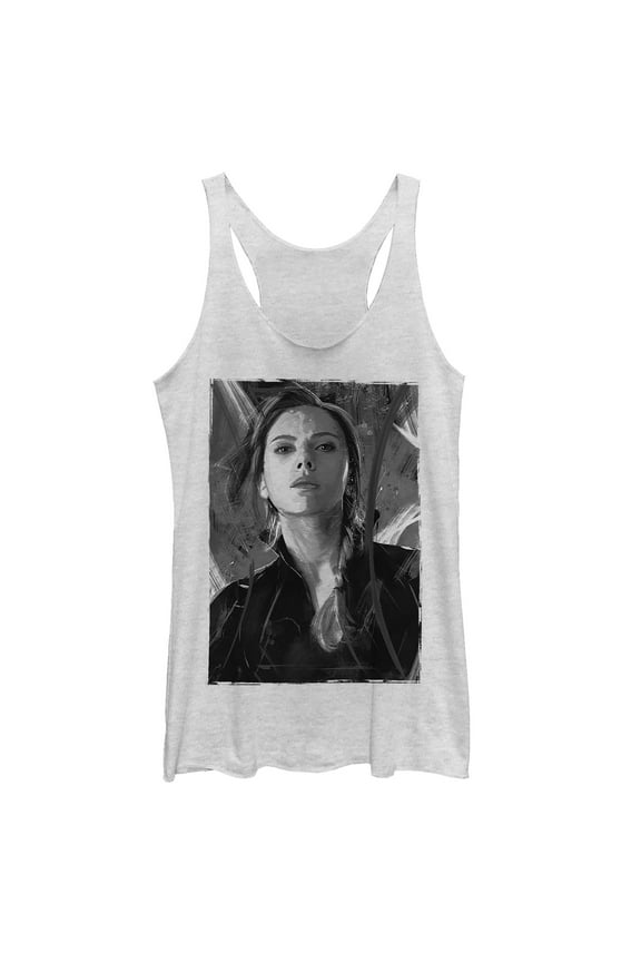 Women's Marvel Avengers: Endgame Black Widow Greyscale Racerback Tank Top White Heather X Large