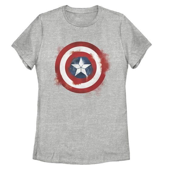 Women's Marvel Avengers: Endgame Cap Smudged Shield Graphic Tee Athletic Heather Medium