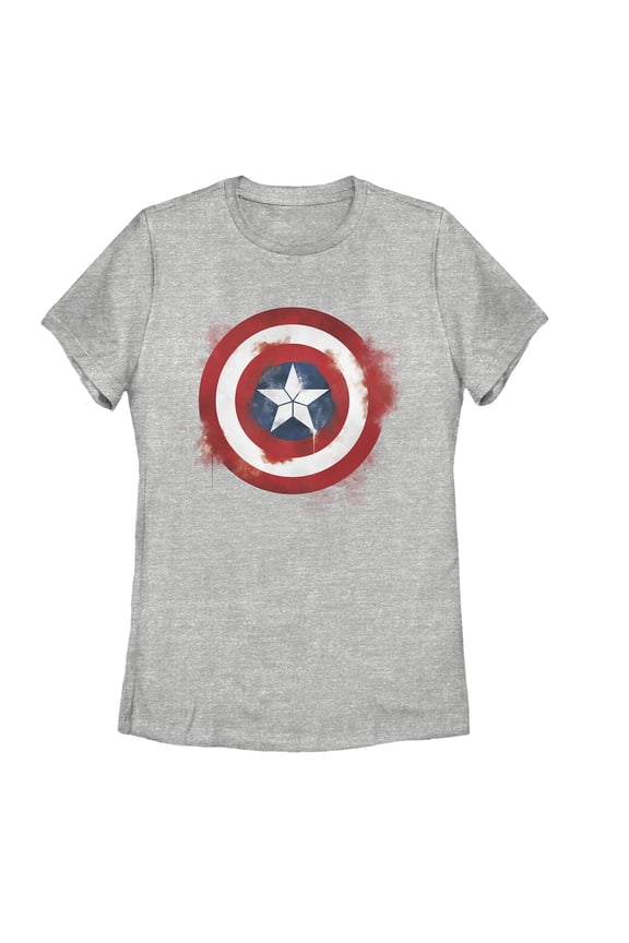 Women's Marvel Avengers: Endgame Cap Smudged Shield  Graphic Tee Athletic Heather Small