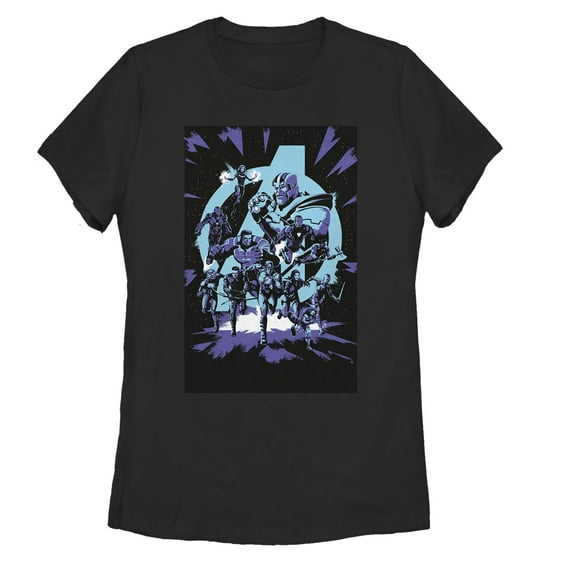 Women's Marvel Avengers: Endgame Galactic Battle Cartoon  Graphic Tee Black Small