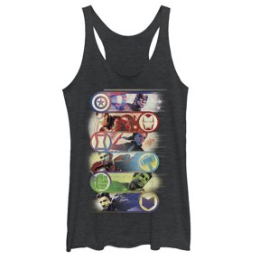 Women's Marvel Avengers: Endgame Hero Swipe Button Racerback Tank Top Black Heather 2X Large