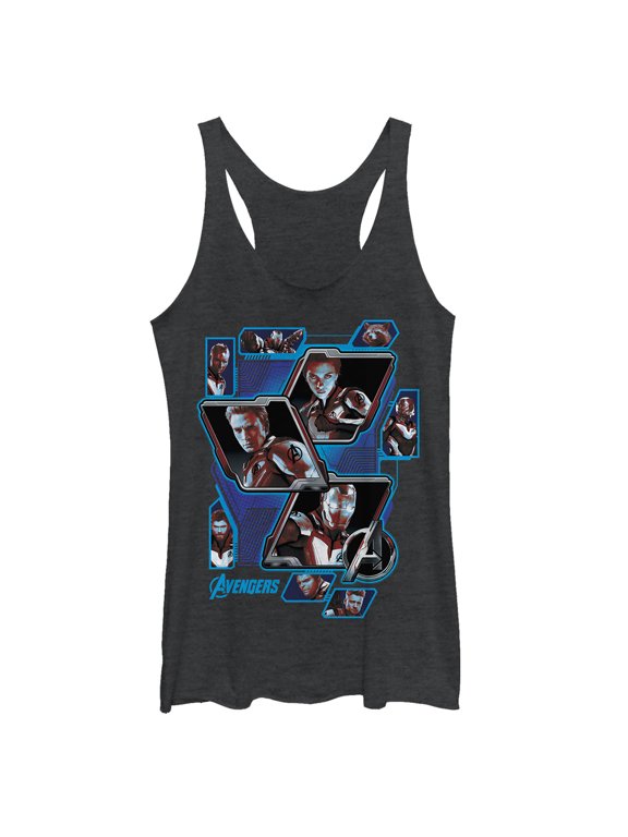 Women's Marvel Avengers: Endgame Hero Tech Panels Racerback Tank Top Black Heather X Small