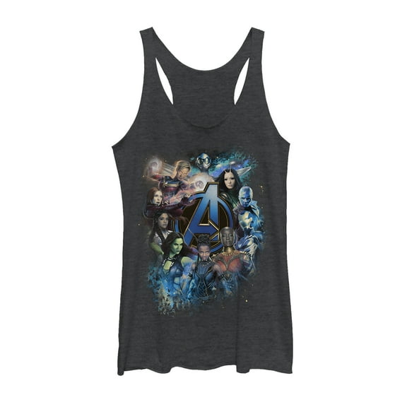 Women's Marvel Avengers: Endgame Heroine Poster  Racerback Tank Top Black Heather Large