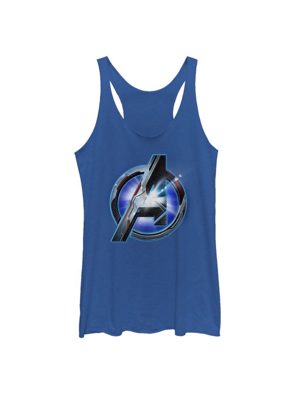 Women's Marvel Avengers: Endgame High Tech Logo Racerback Tank Top Royal Blue Heather Large
