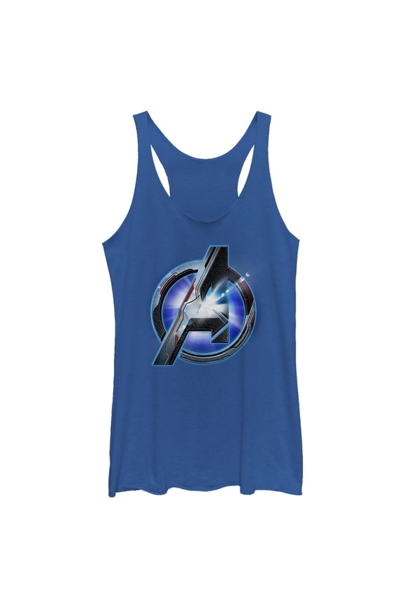 Women's Marvel Avengers: Endgame High Tech Logo Racerback Tank Top Royal Blue Heather Medium