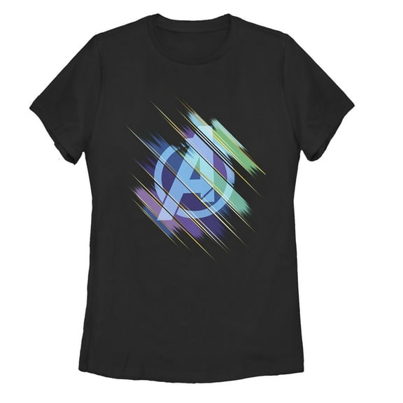 Women's Marvel Avengers: Endgame Logo Glitch Streaks  Graphic Tee Black X Large
