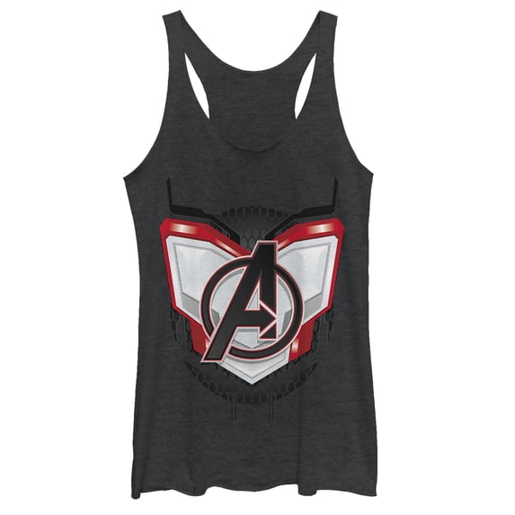 Women's Marvel Avengers: Endgame Logo Quantum Suit Racerback Tank Top Black Heather X Large
