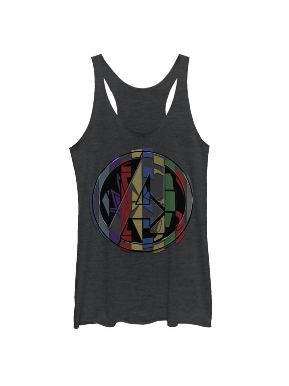 Women's Marvel Avengers: Endgame Puzzle Cube Logo Racerback Tank Top Black Heather Large