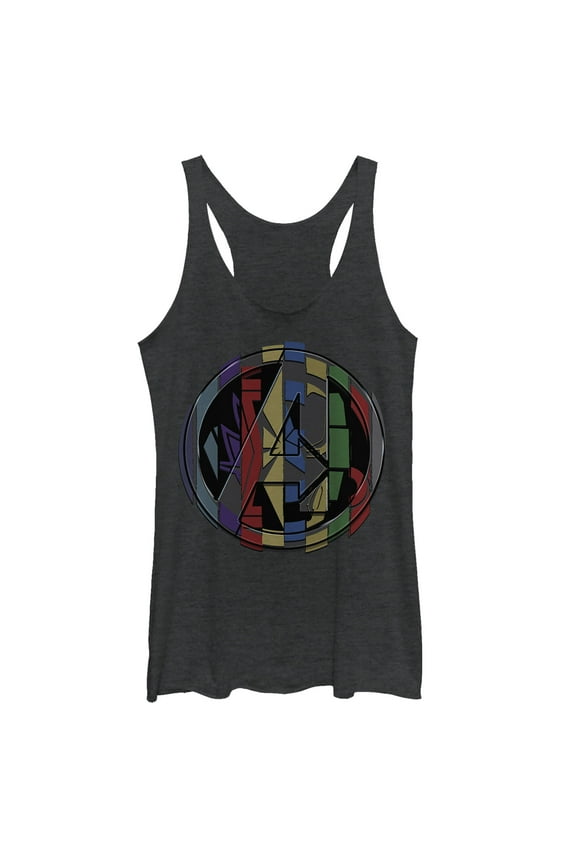 Women's Marvel Avengers: Endgame Puzzle Cube Logo Racerback Tank Top Black Heather Small