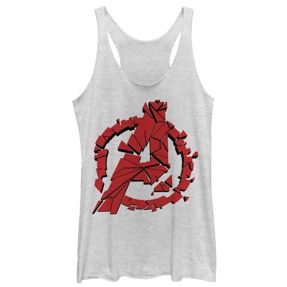 Women's Marvel Avengers: Endgame Shatter Logo Racerback Tank Top White Heather 2X Large