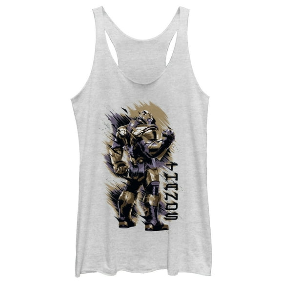 Women's Marvel Avengers: Endgame Thanos Dust Storm  Racerback Tank Top White Heather X Large
