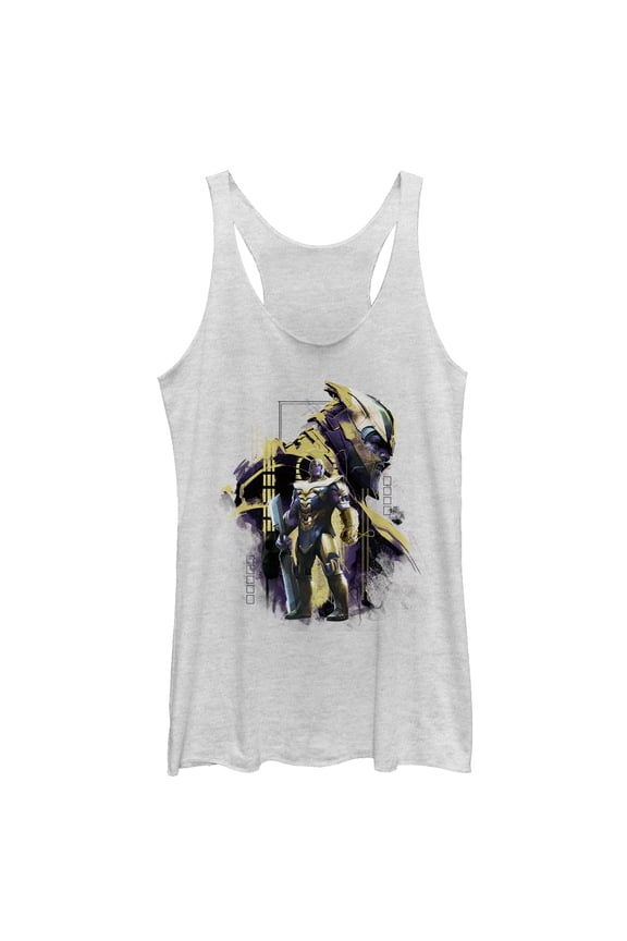 Women's Marvel Avengers: Endgame Thanos Dusty Profile Racerback Tank Top White Heather Medium