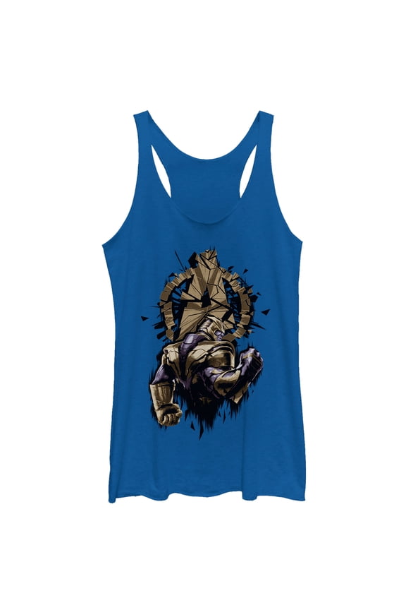 Women's Marvel Avengers: Endgame Thanos Shatter  Racerback Tank Top Royal Blue Heather Large