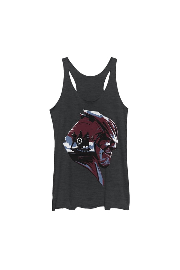 Women's Marvel Avengers: Endgame Thanos Silhouette Racerback Tank Top Black Heather Medium