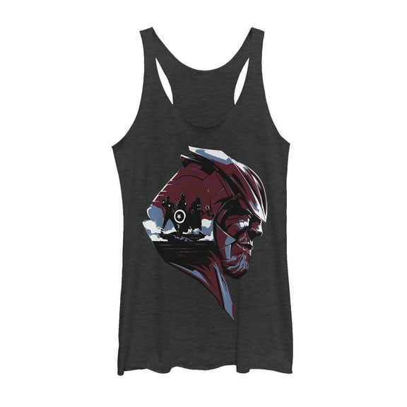 Women's Marvel Avengers: Endgame Thanos Silhouette Racerback Tank Top Black Heather X Large