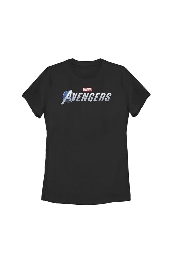Women's Marvel Avengers Game Text Logo Graphic Tee Black Small