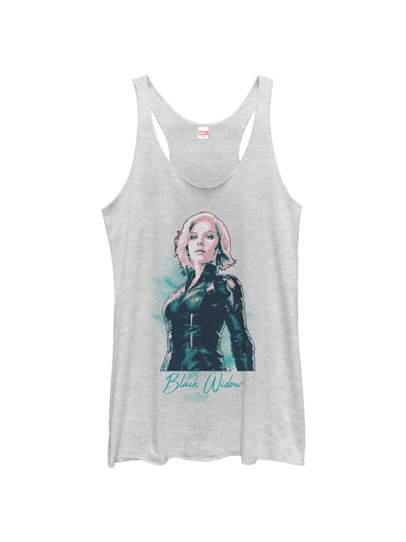 Women's Marvel Avengers: Infinity War Black Widow Shadow Racerback Tank Top White Heather Large