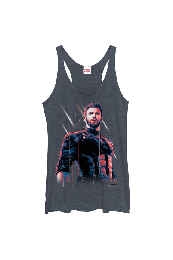 Women's Marvel Avengers: Infinity War Captain Streak Racerback Tank Top Navy Blue Heather X Small