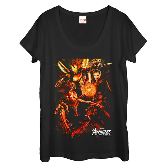 Women's Marvel Avengers: Infinity War Group Glow  Scoop Neck Black Large