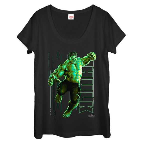 Women's Marvel Avengers: Infinity War Hulk Portrait Scoop Neck Black 2X Large