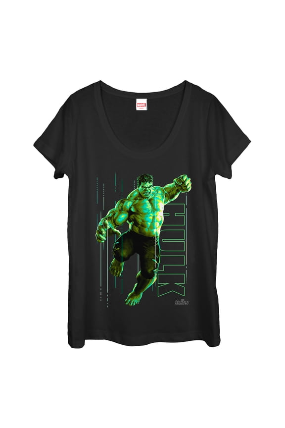 Women's Marvel Avengers: Infinity War Hulk Portrait Scoop Neck Black X Large