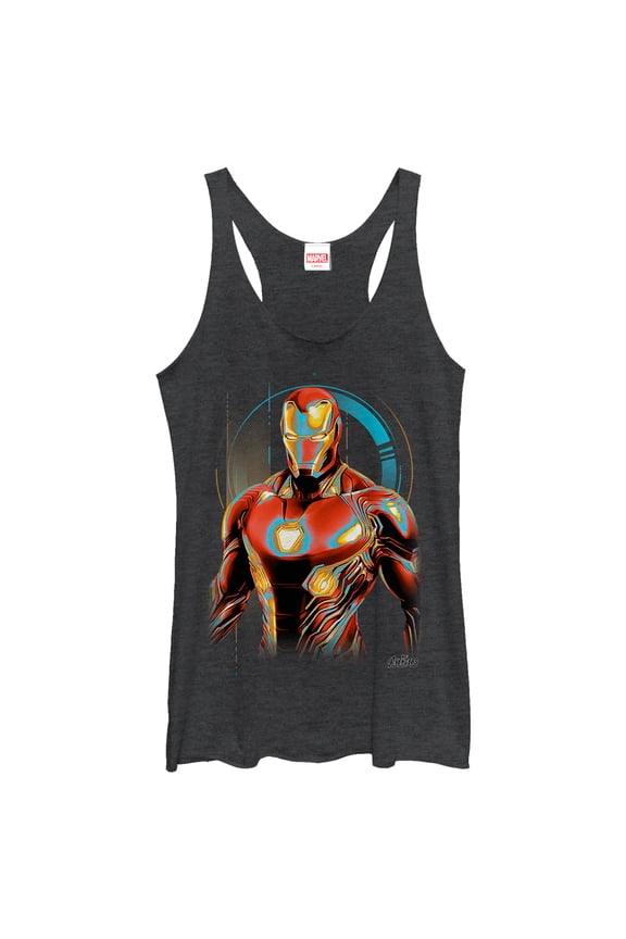Women's Marvel Avengers: Infinity War Iron Man Future Racerback Tank Top Black Heather Large