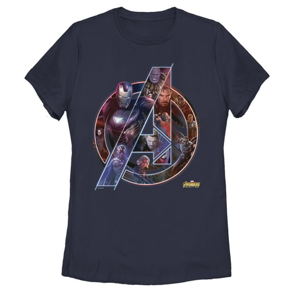 Women's Marvel Avengers: Infinity War Logo Graphic Tee Navy Blue Large