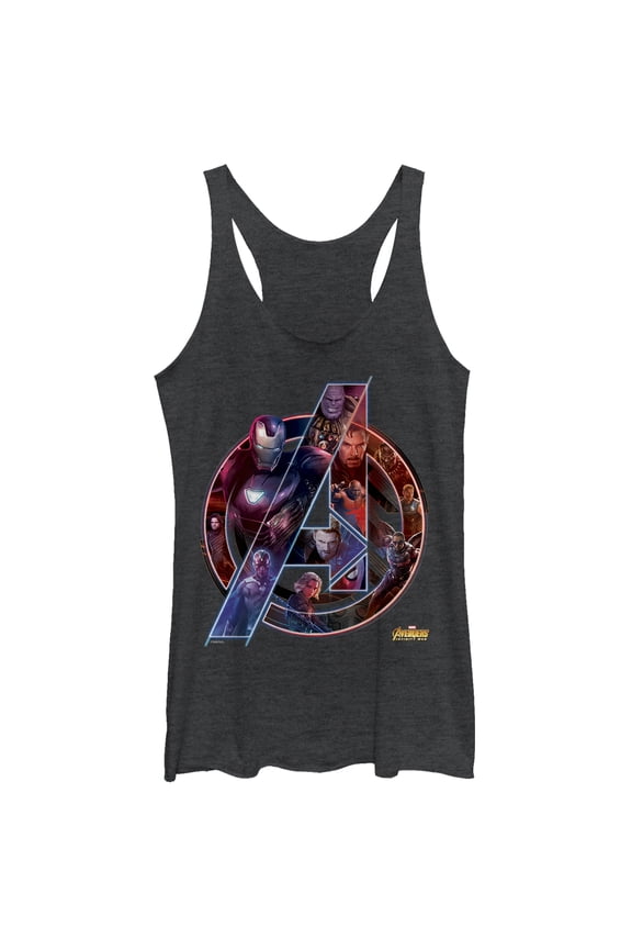 Women's Marvel Avengers: Infinity War Logo Racerback Tank Top Black Heather Medium
