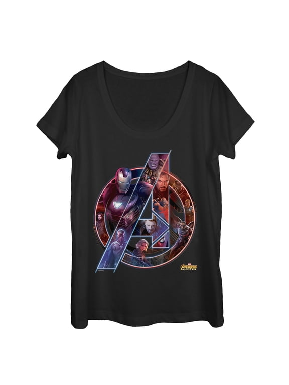 Women's Marvel Avengers: Infinity War Logo Scoop Neck Black X Large