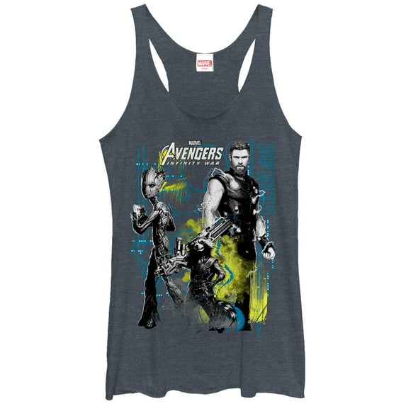 Women's Marvel Avengers: Infinity War Space Crew Racerback Tank Top Navy Blue Heather Small