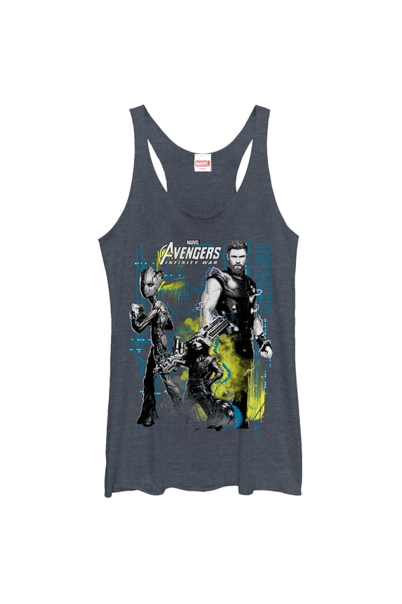 Women's Marvel Avengers: Infinity War Space Crew Racerback Tank Top Navy Blue Heather X Small