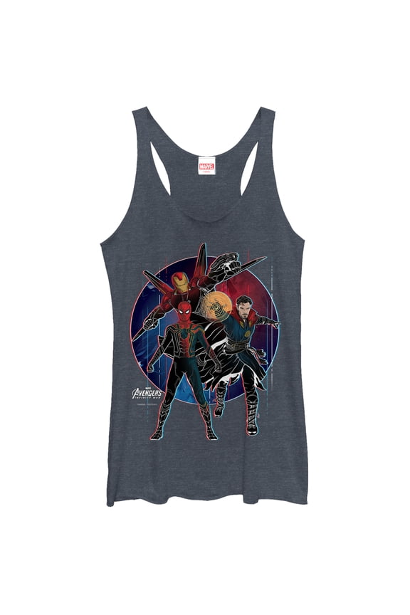 Women's Marvel Avengers: Infinity War Spider-Man Circle Racerback Tank Top Navy Blue Heather Medium
