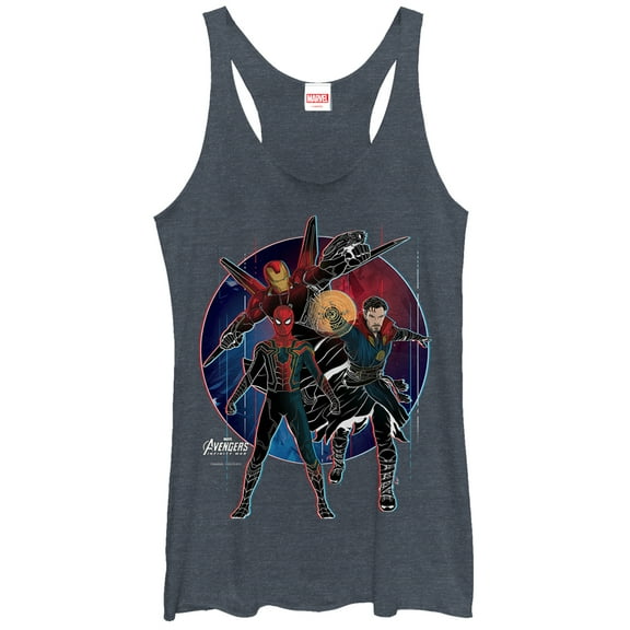 Women's Marvel Avengers: Infinity War Spider-Man Circle  Racerback Tank Top Navy Blue Heather X Large
