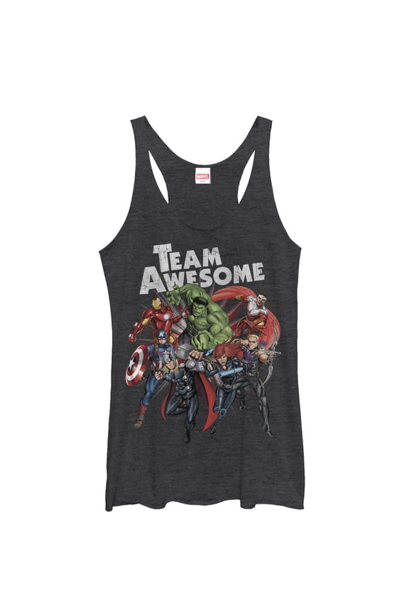 Women's Marvel Avengers Team Awesome  Racerback Tank Top Black Heather Large