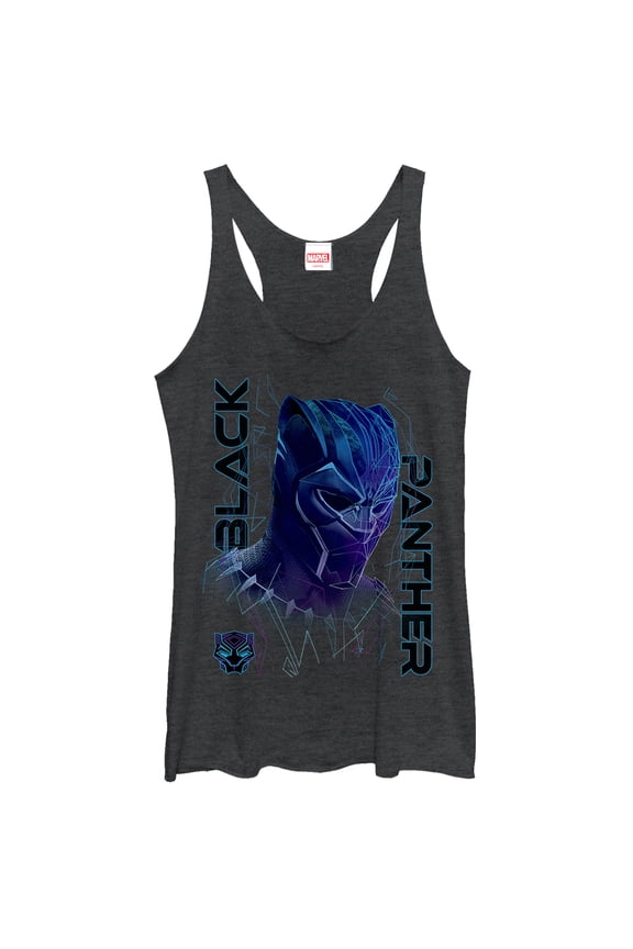 Women's Marvel Black Panther 2018 3D Pattern Racerback Tank Top Black Heather Large
