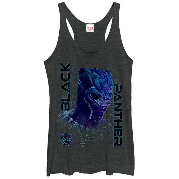 Women's Marvel Black Panther 2018 3D Pattern Racerback Tank Top Black Heather X Large