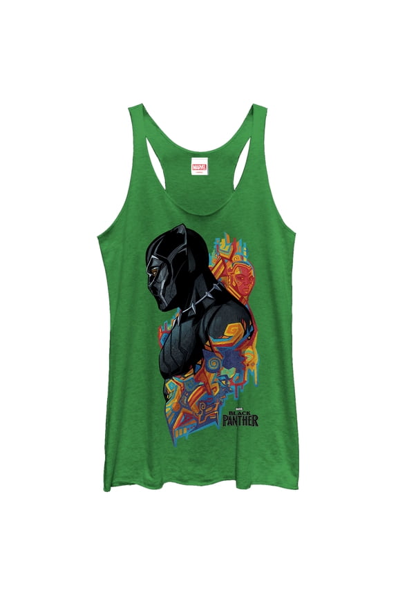 Women's Marvel Black Panther 2018 Artistic Pattern  Racerback Tank Top Envy Green Medium